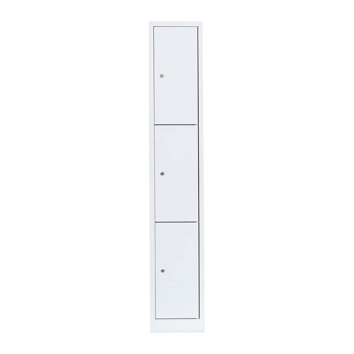 LÜLLMANN Schließfachschrank signalweiß 520317, 3 Schließfächer 31,5 x 50,0 x 180,0 cm