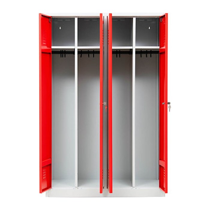 Gürkan Spind lichtgrau, feuerrot 104994, 2 Schließfächer 117,0 x 50,0 x 180,0 cm