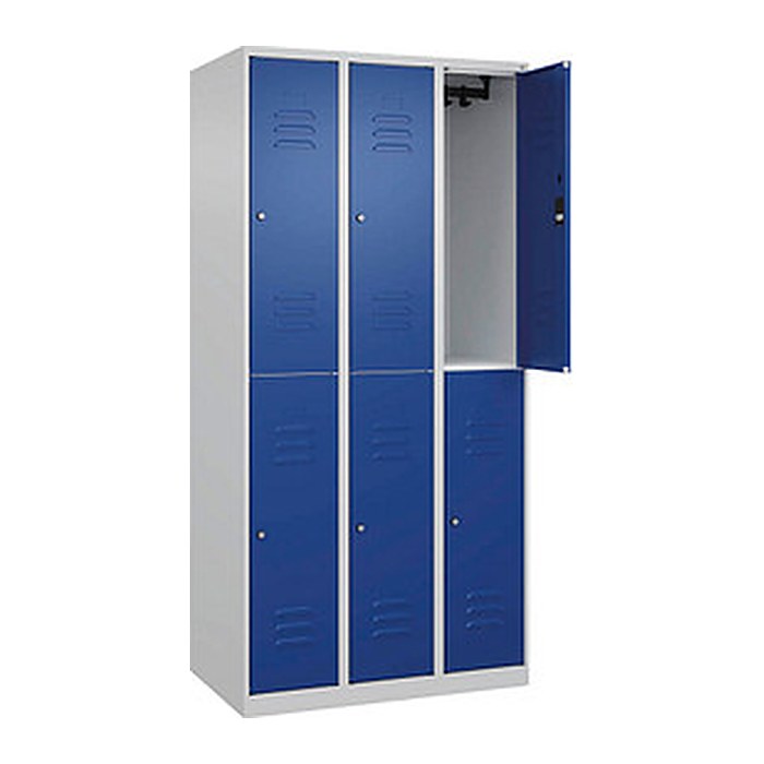 CP Spind Classic Plus lichtgrau, enzianblau 080300-30 S10046, 6 Schließfächer 90,0 x 50,0 x 185,0 cm