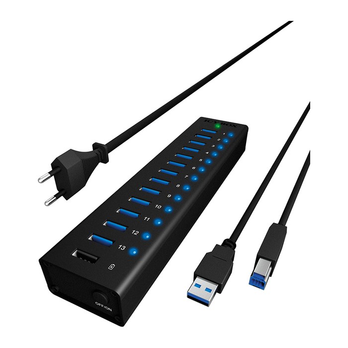 ICY BOX USB 3.0 Hub 13 Port mit Ladeport IB-AC6113