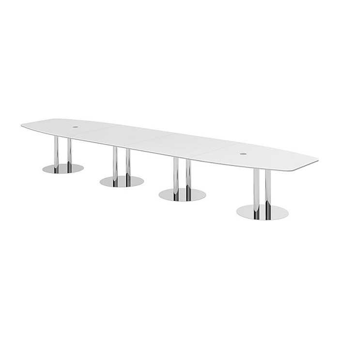 HAMMERBACHER Konferenztisch KT52S weiß Tonnenform, Rundrohr chrom, 520,0 x 85,0 - 130,0 x 74,0 cm