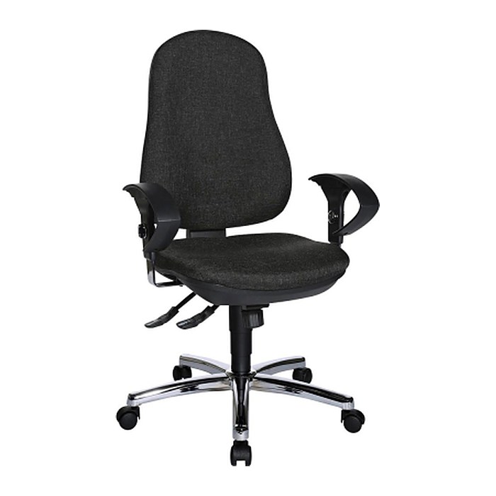 Topstar Bürostuhl Support ®Syncro Deluxe, 8559U G22 Stoff anthrazit, Gestell chrom