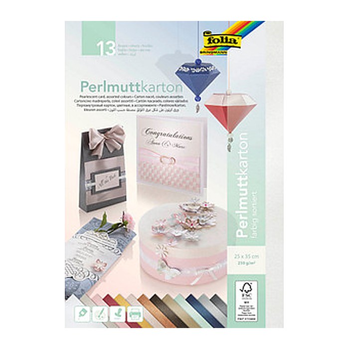 folia Tonpapier Perlmuttkarton farbsortiert 250 g/qm 13 St.
