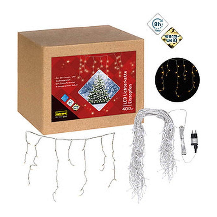 Idena 400er Eiszapfen LED Lichterkette transparent 10,3 m, 1 St.