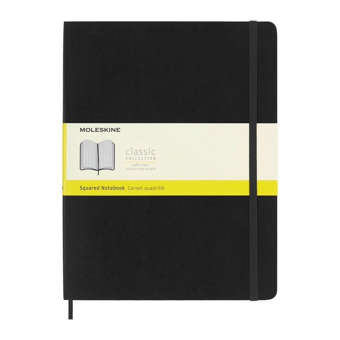 MOLESKINE Notizbuch Classic Collection flexibler Einband ca. DIN A4 kariert, schwarz Softcover 192 Seiten, 1 St.