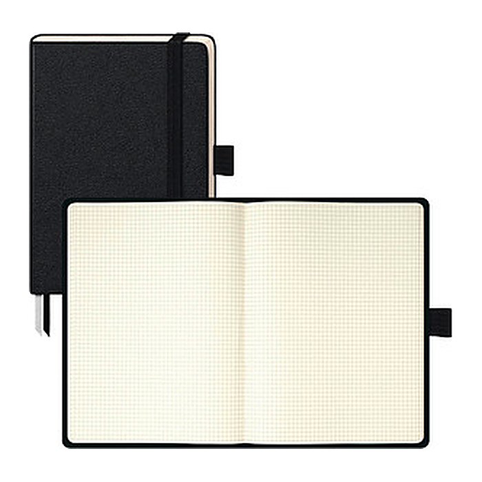 BRUNNEN Notizbuch KOMPAGNON ca. DIN A6 kariert, schwarz Hardcover 192, davon 16 zum Heraustrennen Seiten, 1 St.