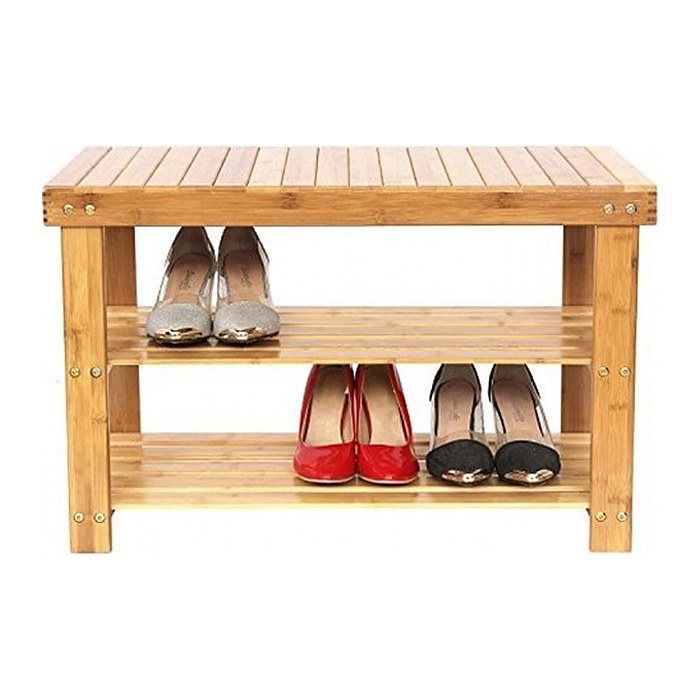 SONGMICS Schuhbank LBS04N natur Holz 70,1 cm