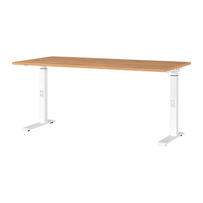 GERMANIA DOWNEY höhenverstellbarer Schreibtisch grandson-eiche rechteckig, C-Fuß-Gestell weiß 160,0 x 80,0 cm