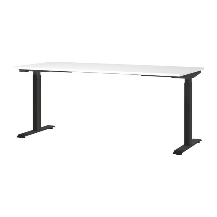 GERMANIA JET höhenverstellbarer Schreibtisch weiß rechteckig, T-Fuß-Gestell schwarz 180,0 x 80,0 cm