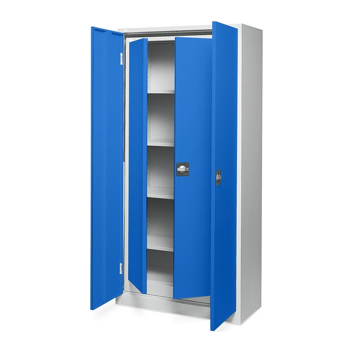 Aktenschrank SET- 2 in 1 – Lichtgrau / Enzianblau