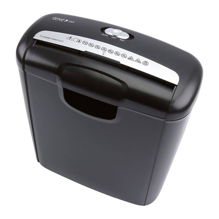GENIE 240 S Aktenvernichter mit Streifenschnitt P-2, 6 mm, bis 6 Blatt, schwarz