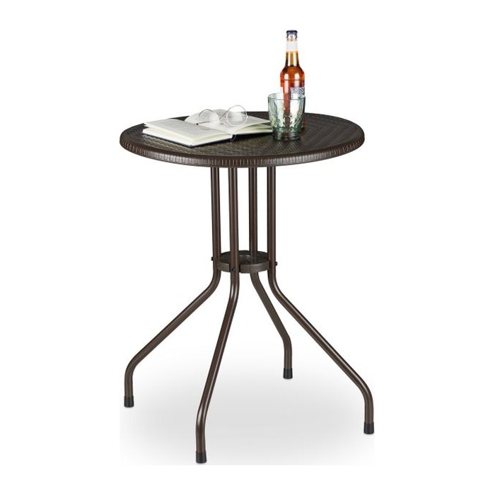 relaxdays Gartentisch braun rund 74,0 cm