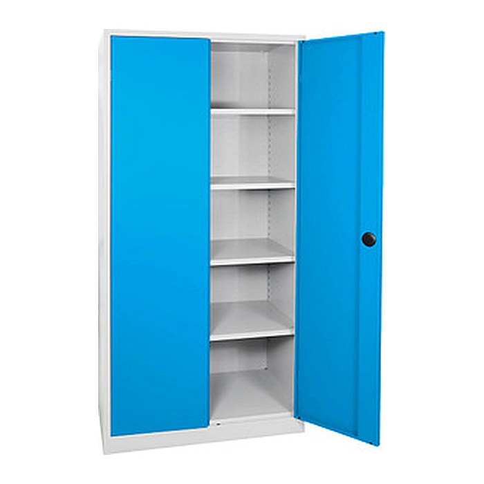 ADB Stahlschrank 40955 lichtgrau, lichtblau 4 Fachböden 92,0 x 42,0 x 195,0 cm, aufgebaut, 1 St.