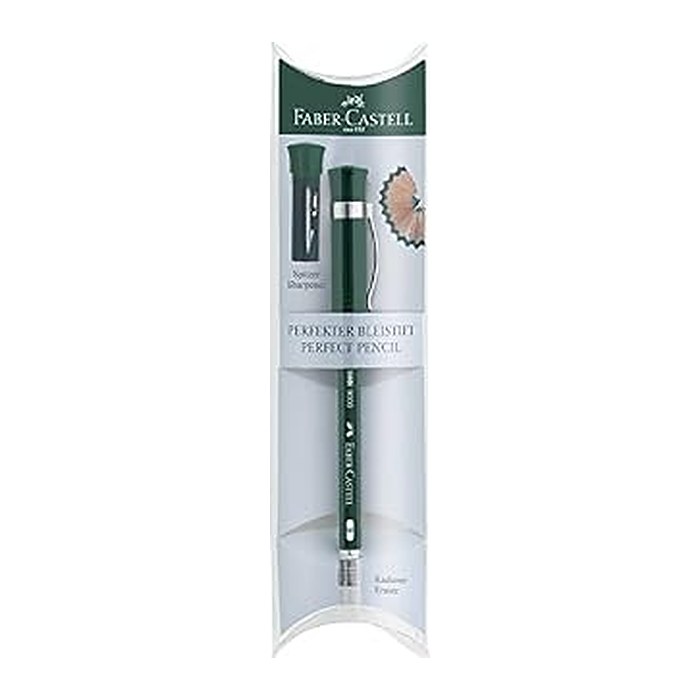 FABER-CASTELL Castell 9000 Bleistifte B dunkelgrün mit Radierer, 1 St.