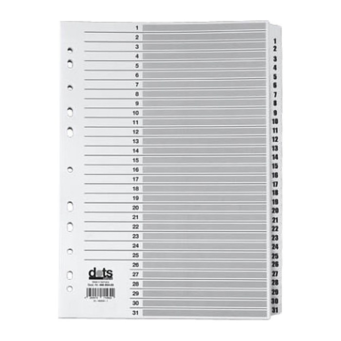 dots Ordnerregister Mylar DIN A4 Vollformat 1-31 weiß 31-teilig, 1 Satz