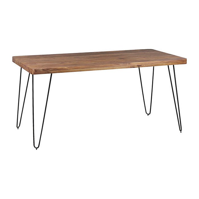 WOHNLING Esstisch sheesham rechteckig, Haarnadelbeine schwarz, 120,0 x 80,0 x 76,0 cm