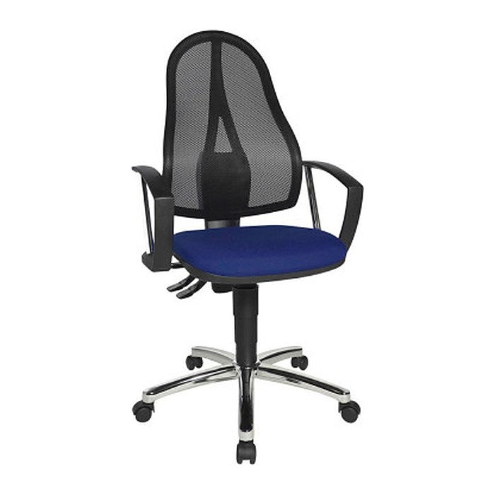 Topstar Bürostuhl Point 60 Netz Plus, G260 Stoff blau, Gestell chrom
