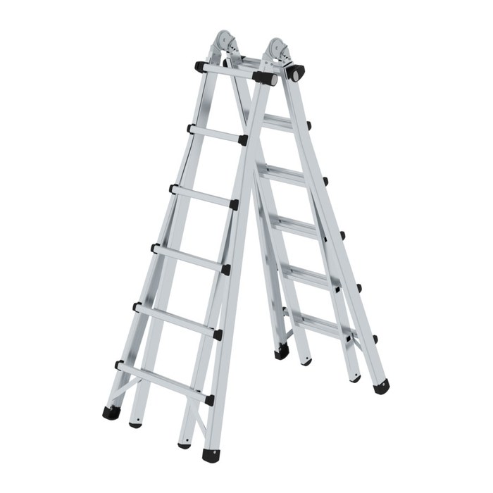 MUNK Gelenkleiter 32019 silber 4x 6 Sprossen, H: 640,0 cm