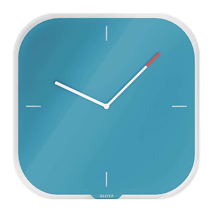 LEITZ Wanduhr Cosy blau Sicherheitsglas 30,0 x 30,0 cm
