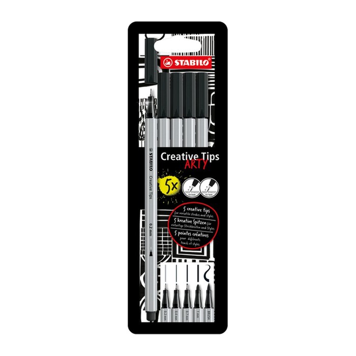 STABILO ARTY BLACK Filzstifte schwarz, 5 St.