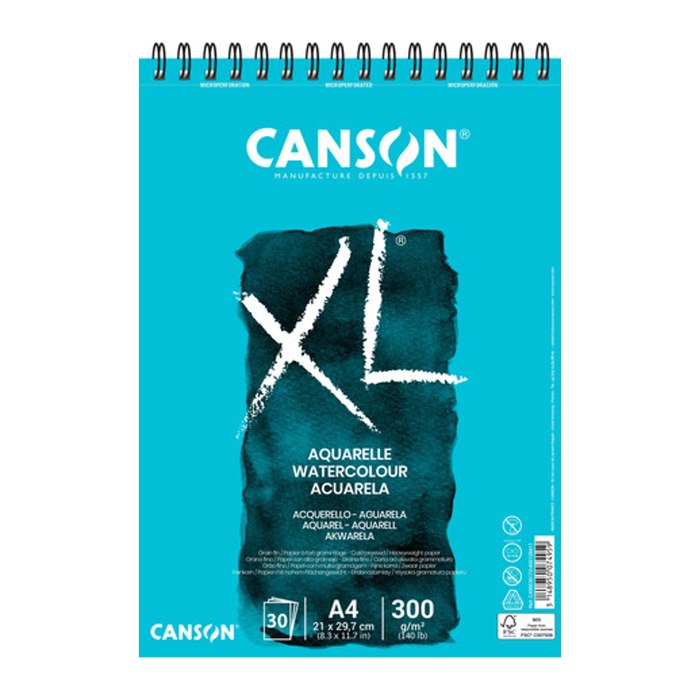canson Aquarellblock XL DIN A4 300 g/qm, 30 Blatt, 1 Block