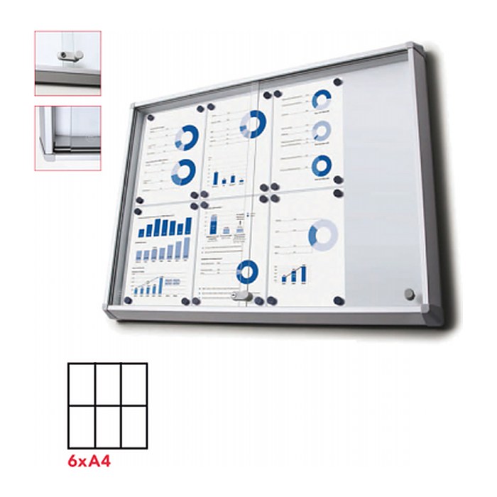 Showdown® Displays Schaukasten SL B1 silber 6x DIN A4 72,0 x 5,9 x 67,5 cm, 1 St.