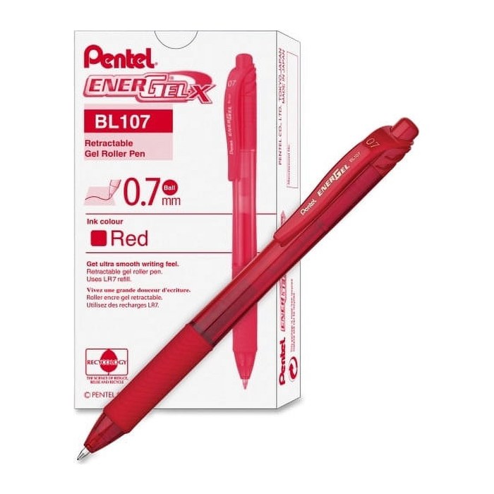 Pentel ENERGEL BL107 Gelschreiber rot/transparent 0,35 mm, Schreibfarbe: rot, 1 St.