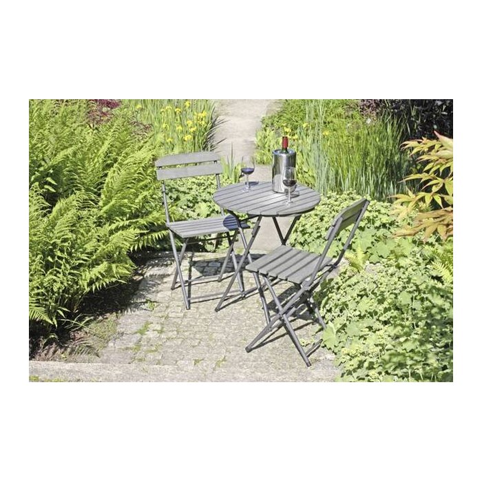 Garden Pleasure Sitzgruppe Lugo, grau Kunststoff, Metall, 3-teilig