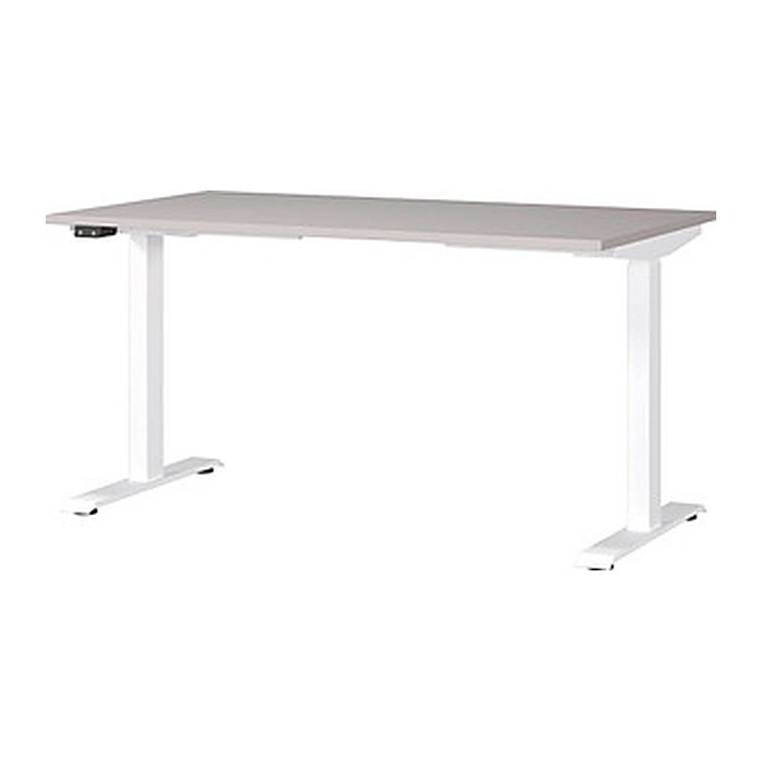 GERMANIA JET höhenverstellbarer Schreibtisch kaschmir rechteckig, T-Fuß-Gestell weiß 140,0 x 80,0 cm