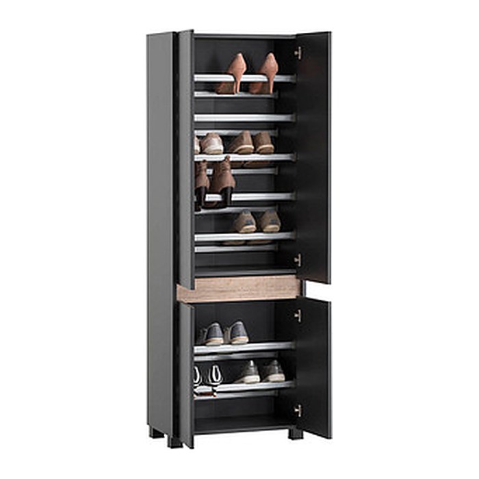 MÖBELPARTNER Schuhschrank Cosmo, 701779 anthrazit, eiche keine Fachböden 33,0 cm 164,5 cm