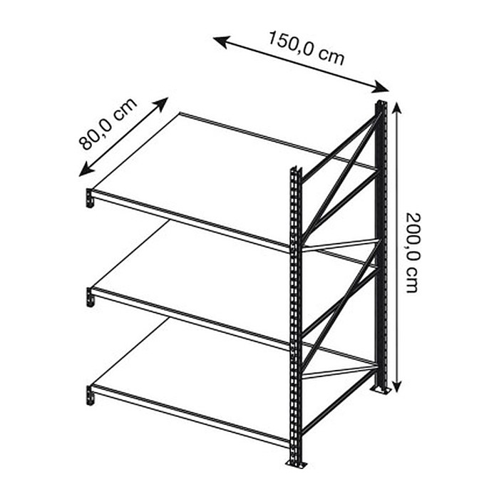Manorga Anbau-Schwerlastregal EPSIVOL ZR2015803F4S himmelblau, braun 150,0 x 80,0 x 200,0 cm
