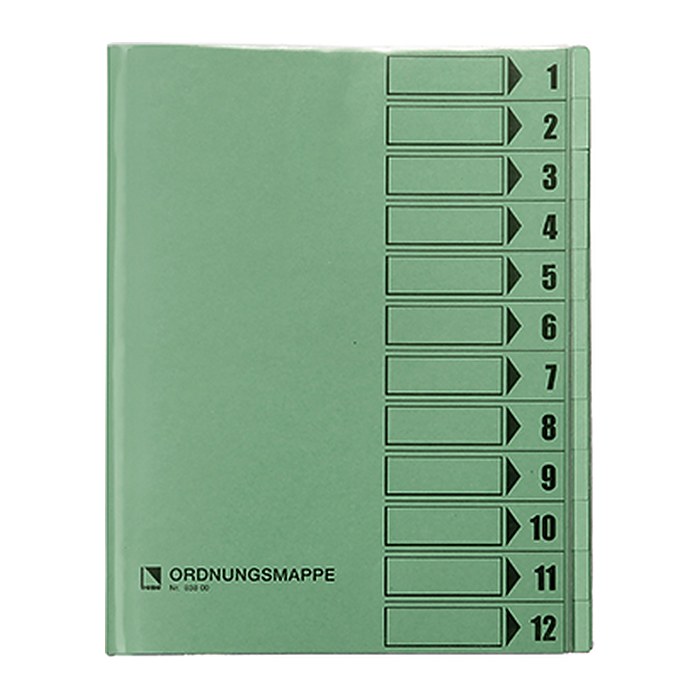 bene Ordnungsmappe 12 Fächer grün, 1 St.