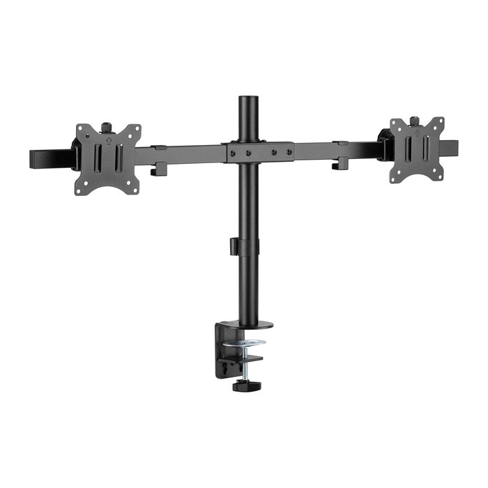 goobay Monitor-Halterung Fix 59394 schwarz für 2 Monitore, Tischklemme, Tischbohrung