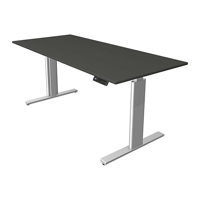 Kerkmann Move 3 tube elektrisch höhenverstellbarer Schreibtisch anthrazit rechteckig, T-Fuß-Gestell silber 180,0 x 80,0 cm