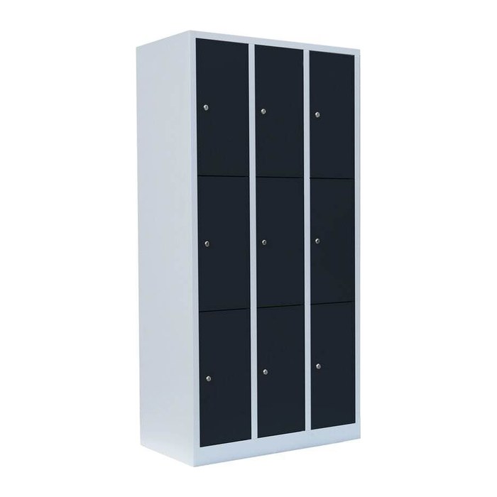 LÜLLMANN Schließfachschrank anthrazit, lichtgrau 520338, 9 Schließfächer 88,5 x 50,0 x 180,0 cm