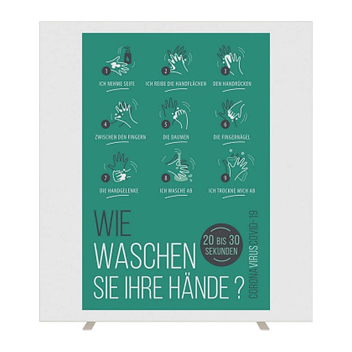 PAPERFLOW Trennwand easyScreen, Hände-Waschen weiß 160,0 x 174,0 cm, 1 St.