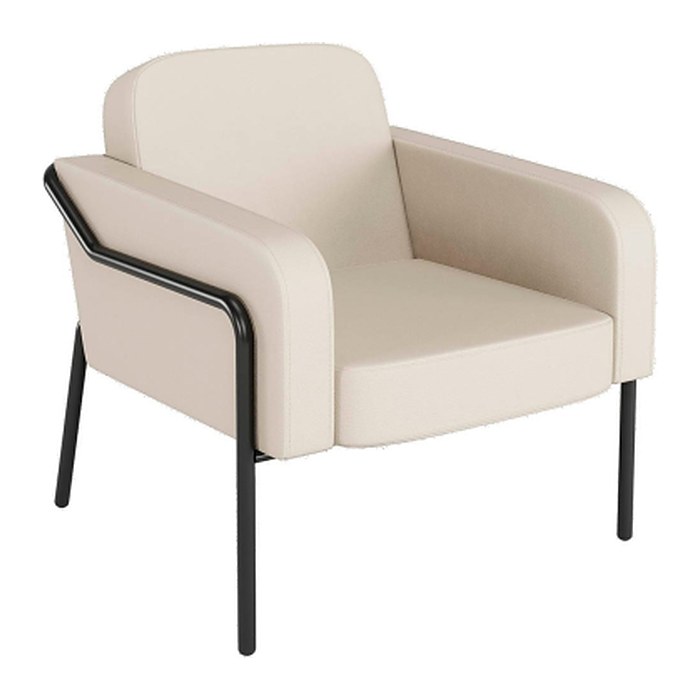 medso powered by PAPERFLOW Sessel MEDSO L Rund creme schwarz Kunstleder 75,0 x 74,3 x 73,6 cm, 1 St.