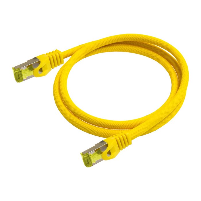 Python Patchkabel m. Cat.7 Rohkabel Nylongefl. gelb 0,5m