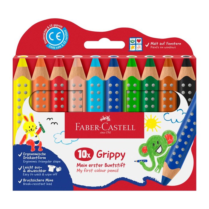 FABER-CASTELL Grippy Buntstifte farbsortiert, 10 St.