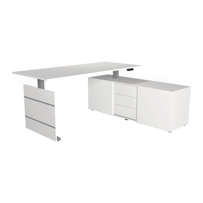 Kerkmann Move 3 elektrisch höhenverstellbarer Schreibtisch weiß rechteckig, Wangen-Gestell silber 180,0 x 80,0 cm