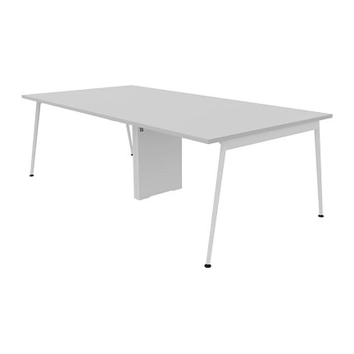 Quadrifoglio Konferenztisch X3 lichtgrau rechteckig, 4-Fuß-Gestell weiß, 240,0 x 120,0 x 75,0 cm