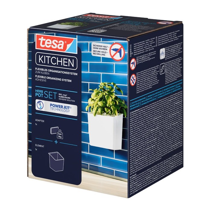 tesa Kräutertopf-Set weiß, 1 Set