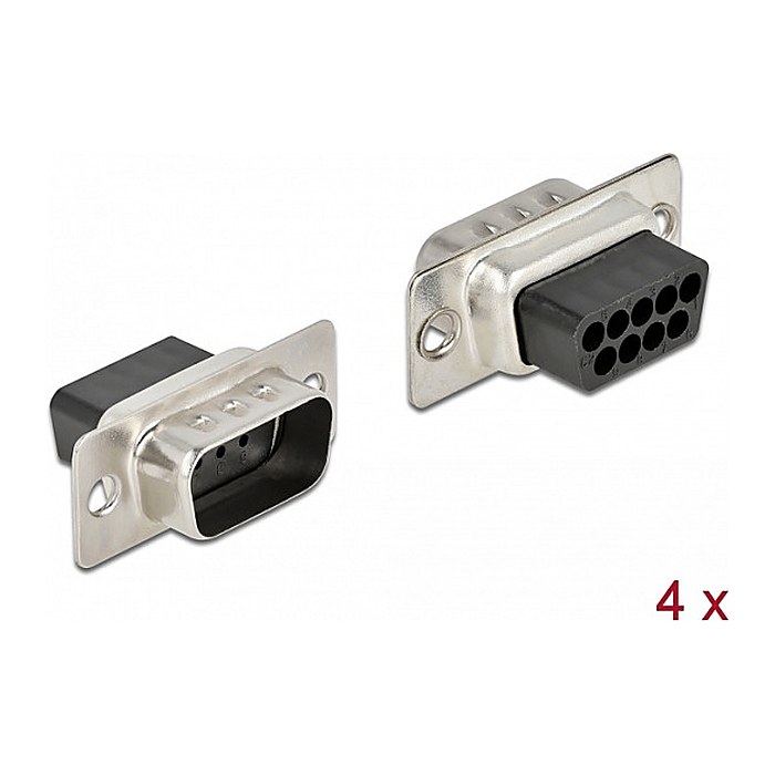 DELOCK D-Sub 9 Pin Crimp Stecker, Metall, 4 Stück
