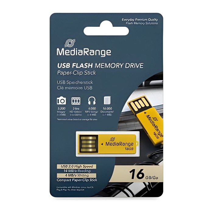 MediaRange USB-Stick PAPER-CLIP gelb 16 GB, 1 St.
