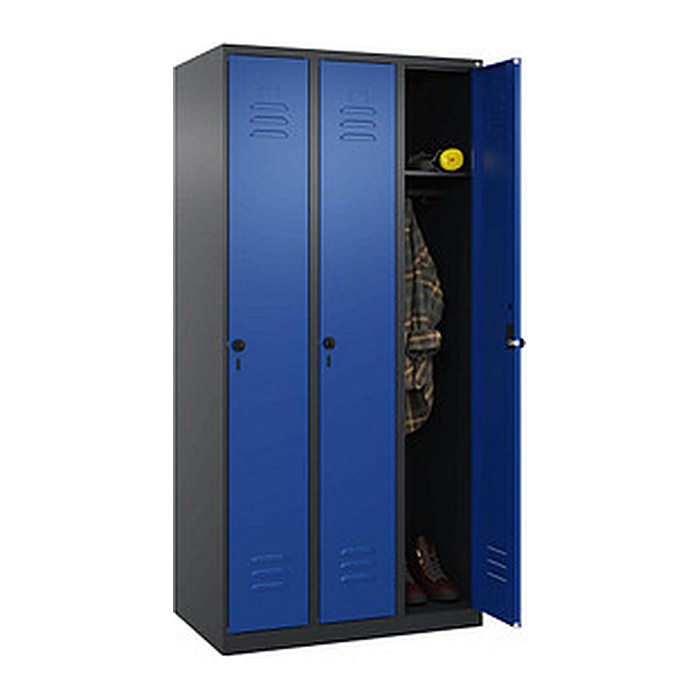 CP Spind Classic Plus enzianblau, schwarzgrau 080000-30 S10061, 3 Schließfächer 90,0 x 50,0 x 185,0 cm
