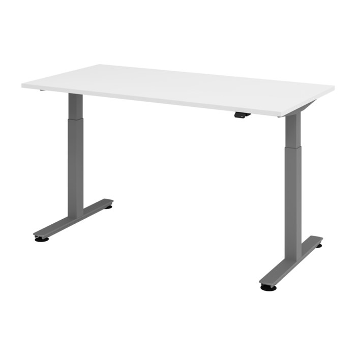 HAMMERBACHER VXMST16 elektrisch höhenverstellbarer Schreibtisch weiß rechteckig, T-Fuß-Gestell grau 160,0 x 80,0 cm