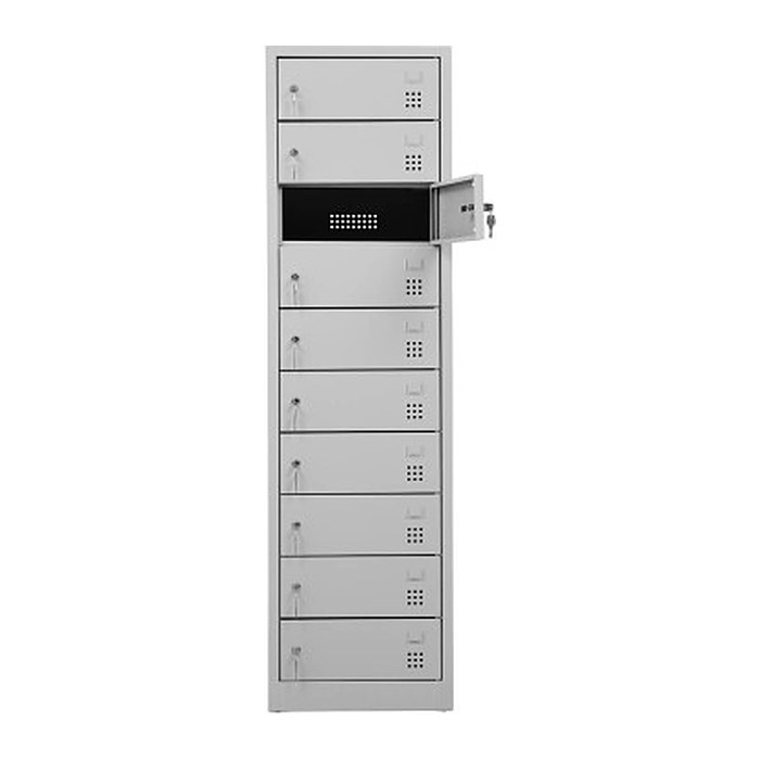 Gürkan Schließfachschrank verkehrsweiß 111524, 10 Schließfächer 50,0 x 50,0 x 180,0 cm