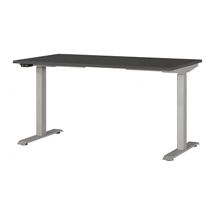 GERMANIA JET höhenverstellbarer Schreibtisch grafit rechteckig, T-Fuß-Gestell silber 140,0 x 80,0 cm
