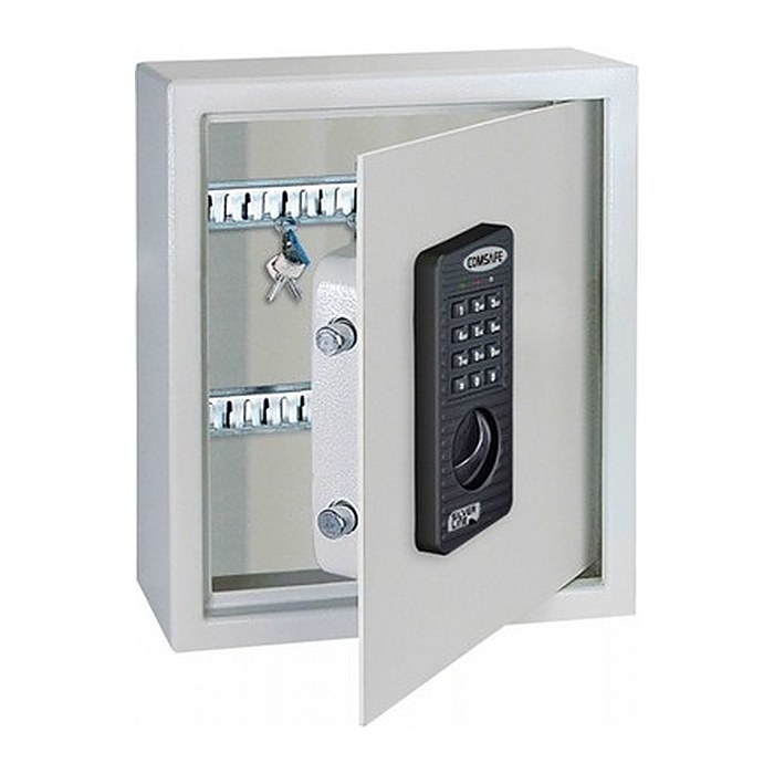 ROTTNER KeyTronic 20 Schlüsselkasten grau mit 20 Haken, Elektronikschloss, 24,5 x 11,0 x 30,0 cm, 1 St.