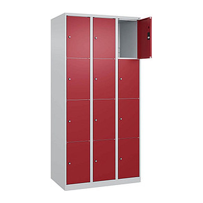 CP Schließfachschrank Classic Plus lichtgrau, rubinrot 080000-304 S10001, 12 Schließfächer 90,0 x 50,0 x 185,0 cm